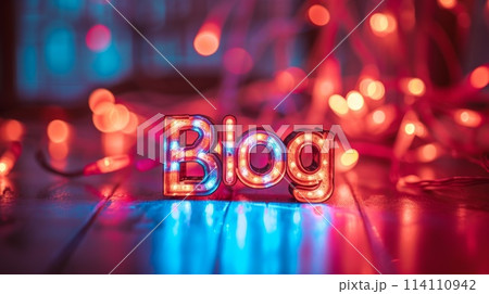 LED Blog concept creative art poster. 114110942