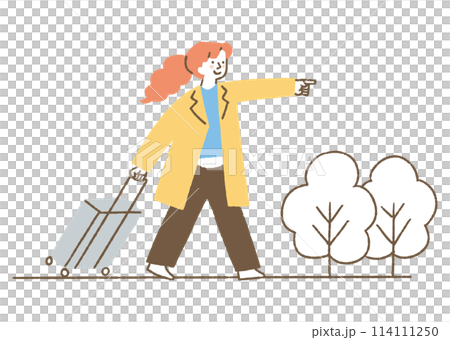 Woman walking with a suitcase_color 114111250