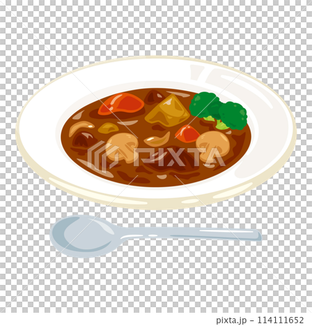 Beef stew served on a plate 114111652