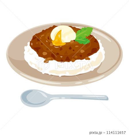 皿に盛られたキーマカレーライス 114111657