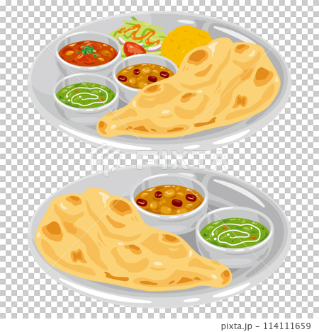 Indian curry set served on a plate 114111659