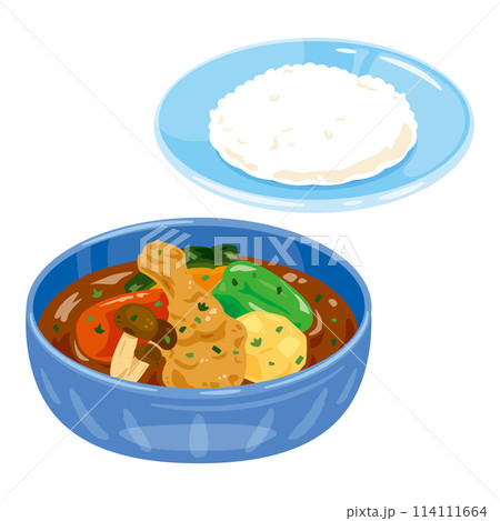 皿に盛られたスープカレーライス 114111664