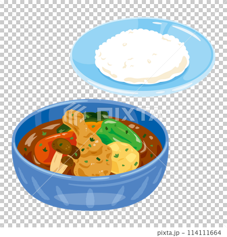 皿に盛られたスープカレーライス 114111664