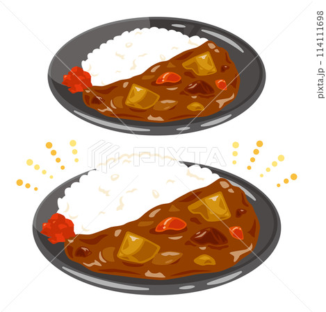 普通盛りと大盛りのカレーライス 普通盛りと大盛りのカレーライス 114111698