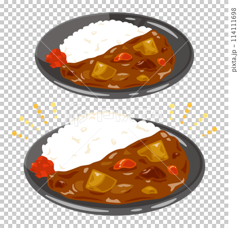 普通盛りと大盛りのカレーライス 普通盛りと大盛りのカレーライス 114111698