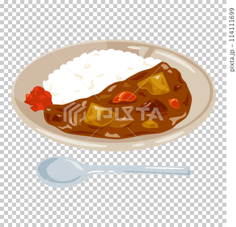 皿に盛られたカレーライス 114111699
