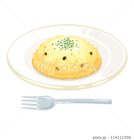 皿に盛られたクリームリゾット 皿に盛られたクリームリゾット 114111708