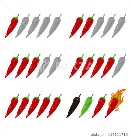 辛さを表す唐辛子アイコンセット 辛さを表す唐辛子アイコンセット 114111710