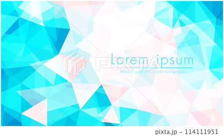 クリスタル水晶の背景素材 抽象的な三角形の幾何学模様テクスチャ 青色に光り輝く美しい宝石のイラスト クリスタル水晶の背景素材 抽象的な三角形の幾何学模様テクスチャ 青色に光り輝く美しい宝石のイラスト 114111951
