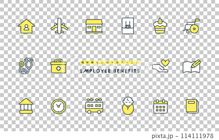 Employee benefits illustrations. Vector icon set. 114111978