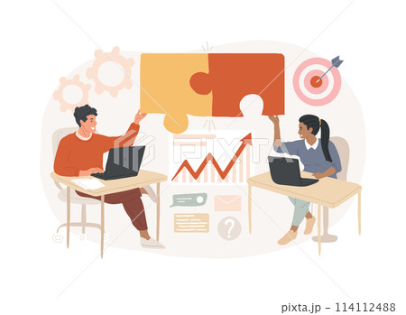 Job sharing isolated concept vector illustration. Job sharing isolated concept vector illustration. 114112488