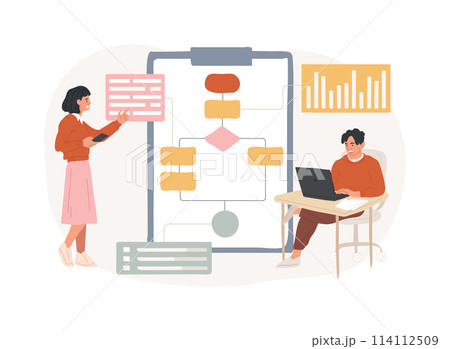 Workflow process isolated concept vector illustration. Workflow process isolated concept vector illustration. 114112509
