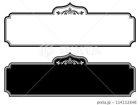 アジア風のタイトルフレームセット。ベクターデータ。 114112846