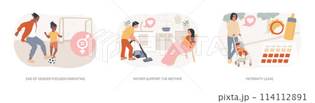 Parenting role isolated concept vector illustration set. 114112891