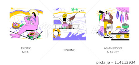 Exotic destination isolated cartoon vector illustrations. 114112934