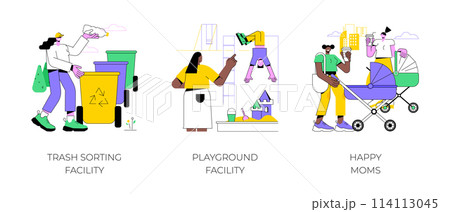 City park environment isolated cartoon vector illustrations. City park environment isolated cartoon vector illustrations. 114113045