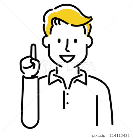定番　伝わる 人物イラスト　指差し　30代40代男性 解説説明 114113422