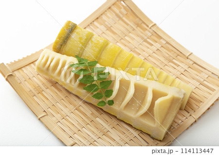 ざるに乗ったたけのこ　白バック 114113447