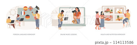 Supplementary education isolated concept vector illustration set. 114113586