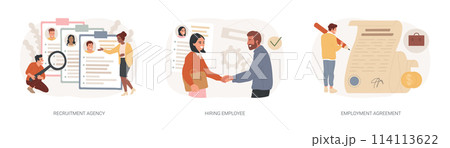 Head hunting isolated concept vector illustration set. Head hunting isolated concept vector illustration set. 114113622