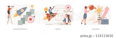 Entrepreneurship isolated concept vector illustration set. 114113630