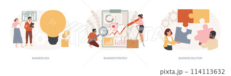Business plan isolated concept vector illustration set. 114113632