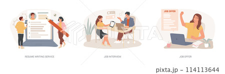 Employment process isolated concept vector illustration set. Employment process isolated concept vector illustration set. 114113644