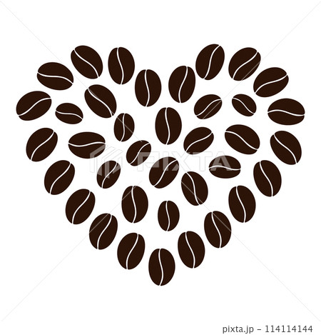 Abstract heart shaped coffee beans in trendy brown Coffee Day greetings design concept idea Sticker 114114144