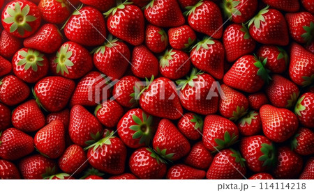 敷き詰められたたくさんの苺 敷き詰められたたくさんの苺 114114218