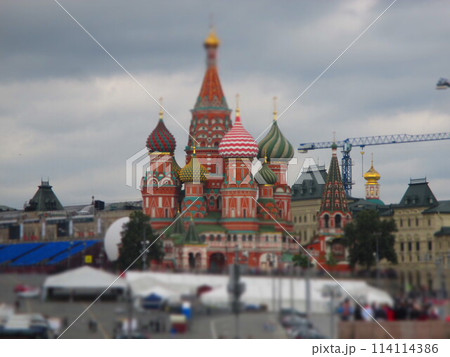 ロシア　モスクワ　ワシリー寺院　ジオラマ風 114114386