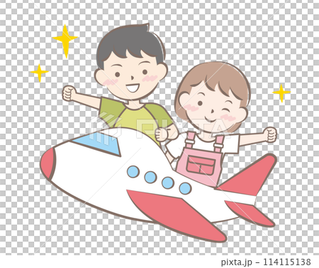 孩子們在飛機上、旅行、暑假 114115138