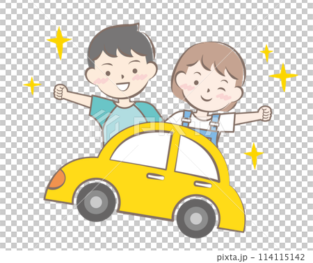 孩子們在車裡，開車，旅行，暑假 114115142