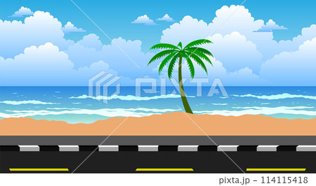 landscape of road at the beach in summer	 114115418