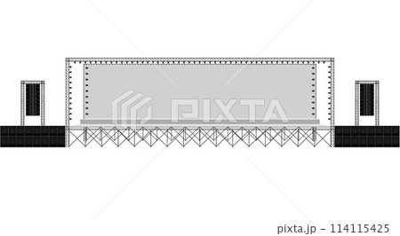 white stage and speaker with spotlight on the truss system on the white background	 114115425