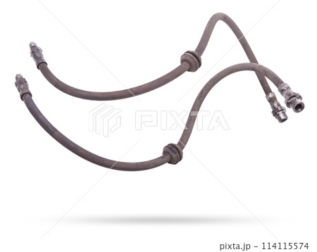 A metal brake pipe is part of the vehicle brake system, which supplies brake fluid under pressure to the service brake cylinders or calipers on wheels. Spare parts for sale in auto service. 114115574