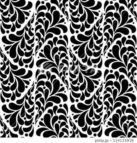 Flower geometric pattern. Seamless vector background. White and black ornament. 114115916