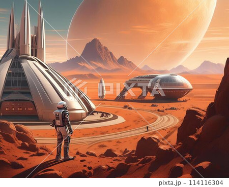 人類が火星に移住する将来の姿 114116304