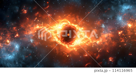 A black hole resides in the heart of a galaxy in the vastness of outer space 114116965
