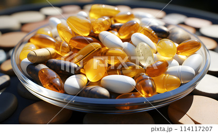 White pills on blue background White pills on blue background 114117207