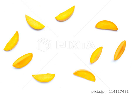 Tropical fruit, Frame made of mango on white background. Tropical fruit, Frame made of mango on white background. 114117451