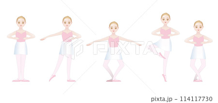 小さなバレリーナのイラストセット_パッセの練習 114117730