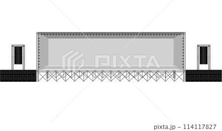 white stage and speaker with spotlight on the truss system on the white background	 114117827