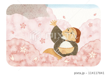 日本昔話 花咲かじいさん 水彩 イラスト 日本昔話 花咲かじいさん 水彩 イラスト 114117841
