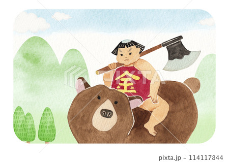 熊を蹴る金太郎 レア貴重 Vintage Japanese Folk Art: どんころ熊