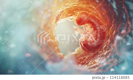 Scientific Illustration of Embryogenesis Showcasing Cellular Structures and Development 114118085