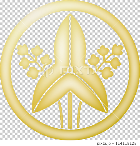 家紋　丸に立ち沢瀉【金色】 114118128