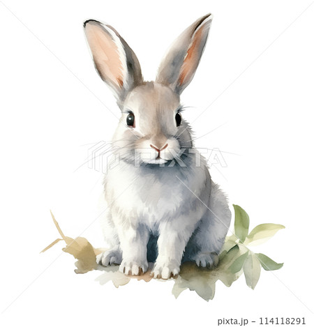 うさぎ絵 水彩で描いたウサギのイラストのイラスト素材 [114118291] - PIXTA