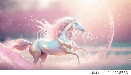 パステルカラーのファンタジーな雰囲気のある キラキラ輝きを纏う白い