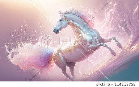 パステルカラーのファンタジーな雰囲気のある キラキラ輝きを纏う白い