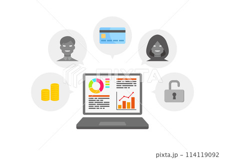パソコンとセキュリティに関するイラスト 114119092